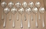 12 x John Sanderson & Son Silver Plated Made In Sheffield Soup Spoons 17.8cm