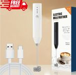 USB Rechargeable Milk Frother Whisk Handheld Electric Coffee Foam Mixer Wand