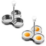 Egg Poacher Pan Stainless Steel Poached Egg Cooker Maker Spring Handle UK