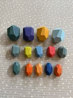 Montessori Waldorf Wooden Rainbow Stacking Stones / Rocks / Pebbles Toy 14 vgc