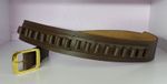 Leather Cartridge Belt Brown Full-Grain Leather Golden Brass Buckle Western Ammo