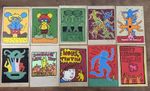 Lot Of 10 Keith Haring Drawing on paper (Handmade) signed & stamped mixed media