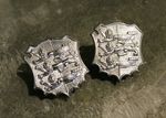 PAIR Vintage Obsolete Hastings Cinque Ports  Metal Shoulder Titles / Badges