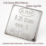 Platinum 0.25 Grams 999.5 Fine Solid Certified Bullion Ingot Bar ABM Certifiers