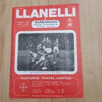 Llanelli v Barbarians Sep 1972 Centenary Rugby Programme
