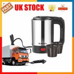 12V Car Kettle 500ML Travel Kettle Water Heater for Caravan Portable Silver
