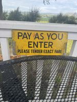 Old Original London Transport Bus Pay As You Enter Exact Fare Enamel Sign32x15cm