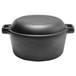 Pre Seasoned Cast Iron Dutch Oven Stock Pot 2-In-1 Cooking Pot w/ Skillet Lid