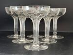 Victorian Hollow Hexagonal Stemmed Glass Champagne Flutes x6 