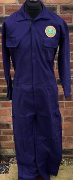 Retro Lotus Badged Zip Front Navy Boiler Suit Polycotton Overalls Size L 42-45"