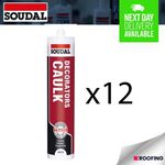 12x SOUDAL Decorators Caulk, Chalk Sealant Sealing Gap, Fast Dry, White, 290ml