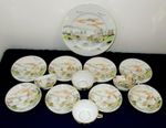 JAPANESE MEIJYO CHINA KUTAMI 13 PIECE TEA SET WITH GESHIA GIRL FACES IN CUPS