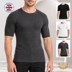 1,2 Pack Mens Thermal Top Short Sleeve Base Layer Underwear Vest Winter T-Shirt