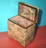 STONE Lidded TOBACCO SMOKING BOX RHODONITE & UNAKITE SERPENTINE BRASS Vintage