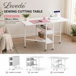Levede Folding Sewing Table Craft Desk with Storage Lockable Wheels Adjustable