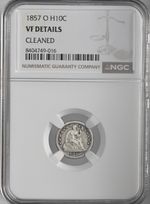 1857-O  H10C LIBERTY SEATED HALF DIME  NGC VF DETAILS "CLEANED" #8404749-016