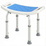HOMCOM Adjust Aluminium Bath Stool Spa Chair Non-Slip w/ Shower Hole, Blue