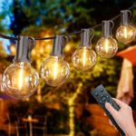 200FT/60M String Lights, Remote, Outdoor IP45, 100 G40 Bulbs, 2500k Warm White