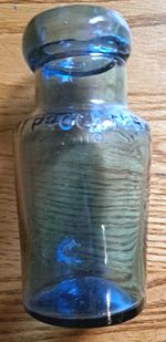 Antique Cheltenham Embossed Old  Bottle Blue Victorian Vintage Glass