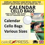 Clear Calendar Cello Bags - Cellophane Display Self Seal with Cut Outs Calender