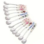 12pcs Floral Ceramic Handle Coffee Spoons – Stainless Steel-UK