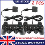 2Pcs For PlayStation 2 PS2 Black Wired Game Controller Gamepad Joypad UK STOCK*