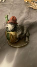 Capodimonte Porcelain Dog Figurine with Hat