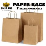 Brown Paper Bags With Handles 50 100 Party Bags Gift Twisted Handle Carrier Bags