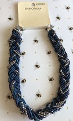 Emporium Blue Mix Embellished Rope Plaited Necklace New