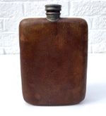 Antique James Dixon & Sons Large 16oz Leather Hip Flask EPNS Sheffield