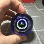 Caithness Glass Scotland Miniature Thistle Faceted Cobalt Blue Paperweight