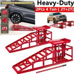 4 ton Hydraulic Car Ramps 2PC Garage Auto Van Bottle Lift Jack Ramp Heavy Duty