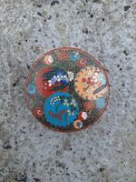 Antique 19th Century Edo Period Japanese Cloissonne Round Metal Box. Asain Art