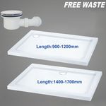 Rectangle Shower Enclosure Tray Slimline 40mm High Stone Resin With Free Waste