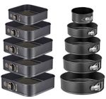 CAKE TIN SET OF 5 ROUND SQUARE SET NON STICK SPRING FORM LOOSE BAKING