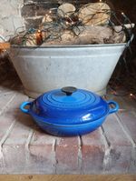 Le Creuset Signature Shallow Casserole Cast Iron Dish 26cm Cobalt Blue Used 2.2L