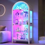Arched Display Cabinet with Glass Doors RGB LED Lights Collectibles Human Sensor