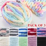 3 X 250g Thick Super Chunky Yarn Bulky Chenille Soft Hand Arm Knitting Wool Yarn