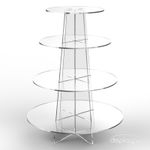 Cupcake Cake Display Stand - 4 Tier Round Clear White Black Blue Pink Acrylic