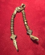 Antique Brass Tibetan Mala 20 Beads W Leather