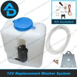 12V Windscreen Washer Bottle Kit 1.3L with Pump Jets Tubing Universal Car Van