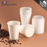 Premium Disposable Coffee Cups with Lids  White 8, 12, 16, 20oz Single Wall