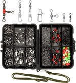 160pcs Fishing Swivel Snaps Kit Ball Bearing Barrel 3 Way Swivel Connector Clips