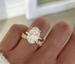 4.10CT Oval Cut Lab Created Diamond 14K Yellow Gold FN Engagement Ring Set