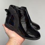 The Children's Place Girls Black Patent Ankle Bootie Round Toe Bow Zip US 10
