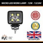 Micro Square 12W LED work lamp flood light tractor recovery truck van 12V 24V