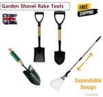 Heavy Duty Garden Shovel Digging Spade Garden Rake Large Tread Gardening Tool