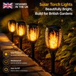 Flame Effect Solar Outdoor Lights Stake Garden Path Flickering LED Torch Lamp~UK