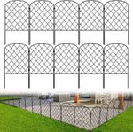 Set of 10 Garden Fence No Dig Metal Fencing Flower Bed Border Animal Dog Barrier