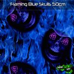 ROLLED - BLUE FLAMING SKULLS Hydrographics Film Hydro Dipping Graphic Dip UK